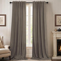 Dark Brown Linen Curtains for Living Room 108 Inches Long Semi Sheer Drapes by Pitalk