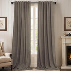 Dark Brown Linen Curtains for Living Room 108 Inches Long Semi Sheer Drapes by Pitalk