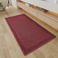 RESARE Waffle Bathroom Runner Rugs, Non Slip Boho Bath Mat 24"x48" Dark Red | by Resare