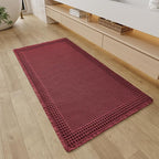RESARE Waffle Bathroom Runner Rugs, Non Slip Boho Bath Mat 24"x48" Dark Red | by Resare