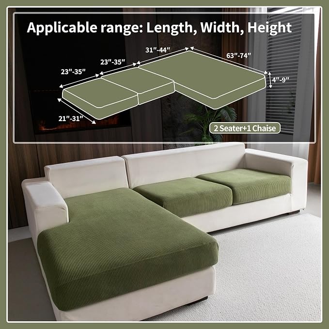 OHSIO Sectional Couch Covers, Wear Resistant Stretch Sofa Covers Washable Soft - Image 2