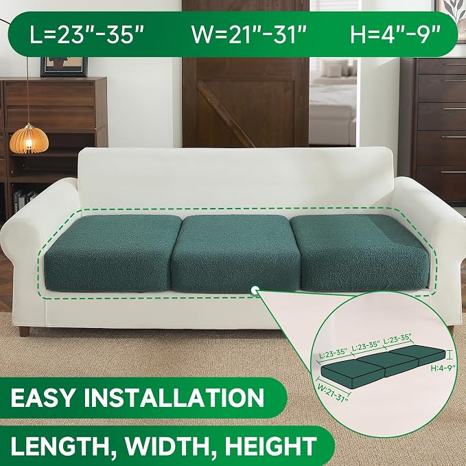 OHSIO Couch Cushion Covers for Sectional Sofa, Stretch Soft Sofa Slipcovers - Image 2