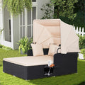 COSTWAY Outdoor Daybed with Retractable Canopy, Patio Rattan Daybed with by COSTWAY