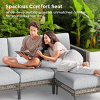 Jocoevol 5 Pieces Outdoor Patio Conversation Set – Rattan L-Shaped Corner Sofa - Image 4