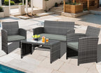 JAMFLY 4 Piece Outdoor Patio Furniture Set, Outdoor Wicker Rattan Chairs - Image 2