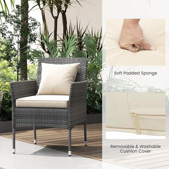 Tangkula 3-Piece Patio Furniture Set, PE Wicker Conversation Bistro Set w/A - Image 5