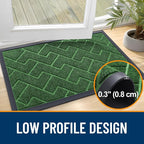 OLANLY Front Door Mat Outside 47x17, All-Season Absorbent Rubber Doormat | Green - Image 4