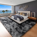 8x10 Area Rugs for Living Room, Tie-Dyed Dark Grey Fluffy Shag Large Bedroom Rug - Image 2