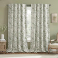 Sage Green Boho Floral 100% Blackout Curtains 96 Inch 2 Panels | Farmhouse by Unknown
