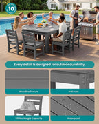 SERWALL Outdoor Dining Set for 8 – HDPE Patio Set - Image 2