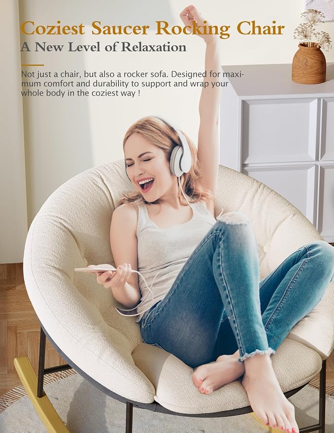 Kidirect Wide Rocking Chair Nursery, Comfy Saucer Nursery Rocking Chairs - Image 3