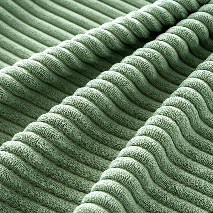 MIULEE Soft Corduroy Decorative Throw Pillow Covers Sage Green 18x18 | Set of 4 - Image 3