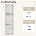 Soalmost Runner Rug 2x8 Washable Hallway Kitchen Runners Blue/Ivory | Non-Slip - Image 5