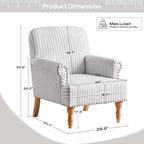HUIMO Linen Fabric Accent Chairs Set of 2, Mid-Century Modern Armchair - Image 2