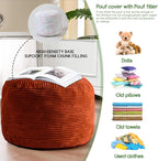 HIGOGOGO Round Stuffed Pouf Ottoman, Corduroy Poufs - Image 5