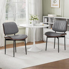 REONEY Dining Chairs Set of 4, Mid-Century Modern Upholstered PU Leather Chairs - Image 3
