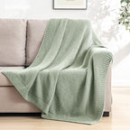 CozeCube Sage Green Seed Stitch Throw Blanket 50"x60", Farmhouse Decor | Blanket - Image 3