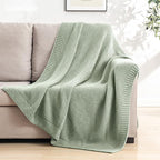 CozeCube Sage Green Seed Stitch Throw Blanket 60"x80", Farmhouse Decor | Blanket - Image 4