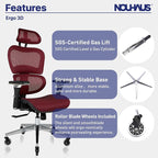 Nouhaus Ergo3D Ergonomic Office Chair Lumbar Support Mesh Office Chair - Image 8