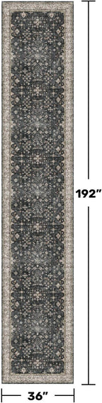 Black Boho Washable 3x16 Extra Long Runner Rug - Image 2