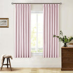 Light Pink 63 Inch Length Blackout Pinch Pleated Linen Curtains - Image 8