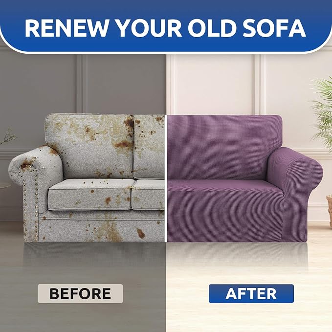 Stretch Oversized Couch Covers for Sofa Slipcover, Dark Purple | 1-Piece - Image 8