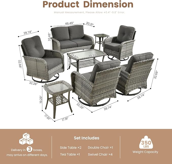 Weaxty 8 Pieces Outdoor Patio Furniture Sets - Image 2