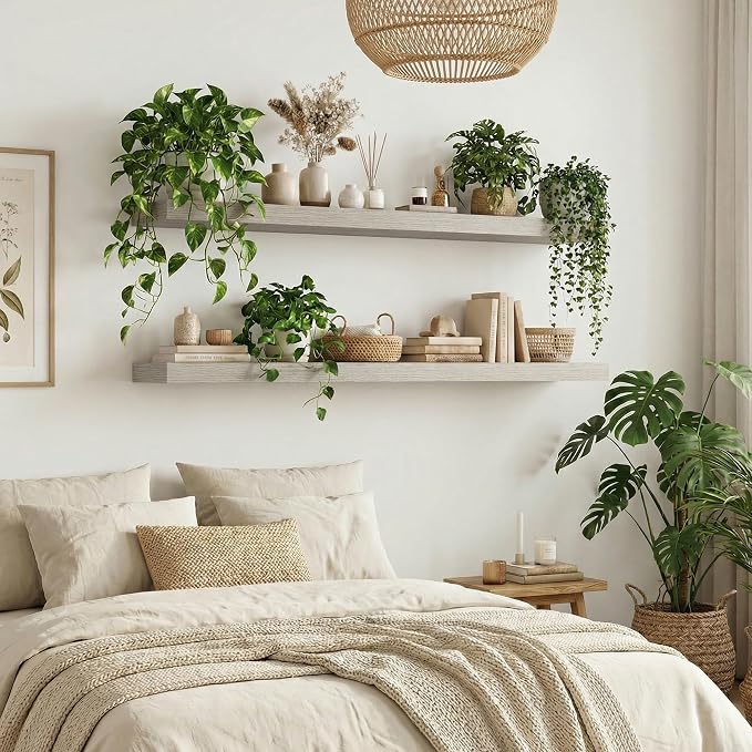 Dreamland Large Floating Shelves, 12 inch Deep Wall Shelves, Rustic Wood - Image 3