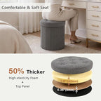 CAROLMADE Round Storage Ottoman, Linen Folding Footrest Stool - Image 4