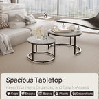 Otterease Nesting Tables Set of 2, 31.5" Round Coffee Table, Large Nesting - Image 4