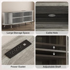 55 inch TV Stand with Power Outlet, Fluted Entertainment Center - Image 3