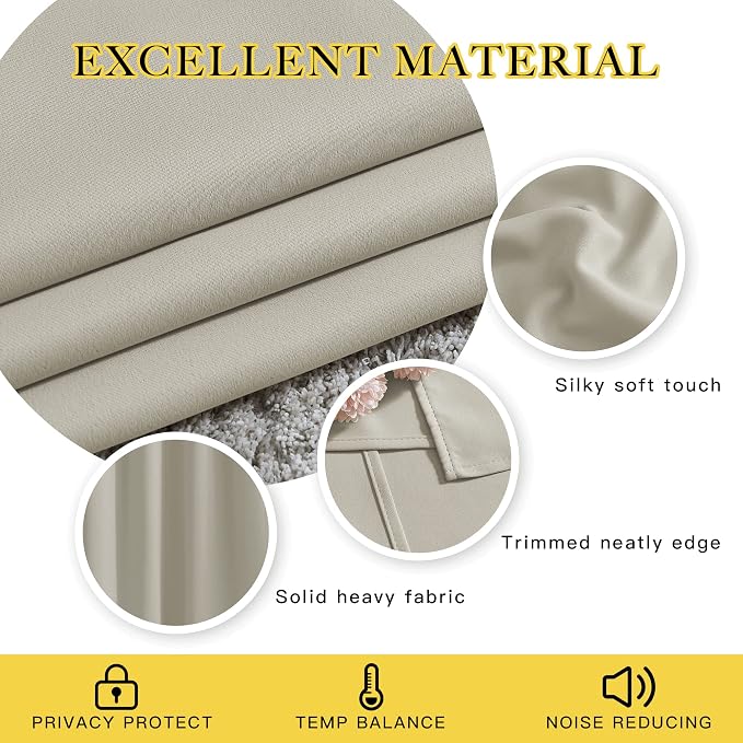NICETOWN Natural Blackout Curtains 63 inch Long - Image 4