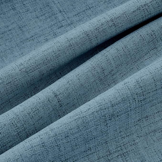 MIULEE 100% Blackout Linen Curtains 42 x 72 Inch Stone Blue 2 Panels | Thermal - Image 9