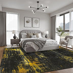 8x10 Area Rug Living Room: Modern Washable Soft Carpet Black Gold | - Image 3