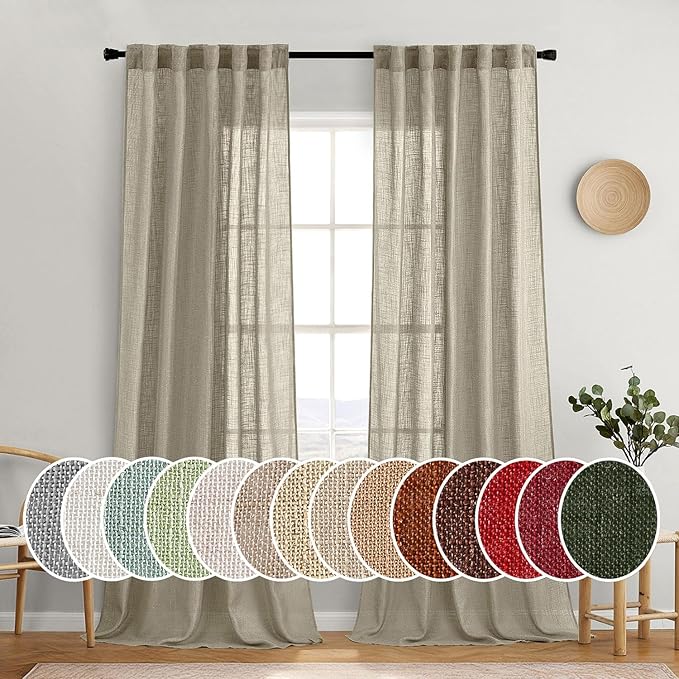 MIULEE Oatmeal Linen Curtains 52x90 Inch Long 2 Panels by MIULEE