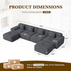 158" U Shaped Convertible Modular Couch, Cloud Couch Sectional - Image 2