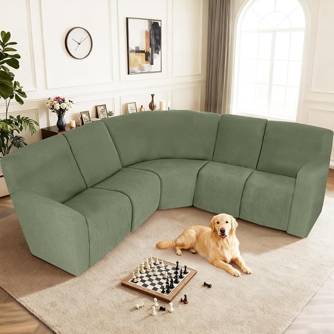 ALIECOM 100% Waterproof Recliner Sectional Couch Covers L Shape Stretch Corner - Image 2