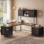 SEDETA Farmhouse L Shaped Office Desk - Image 8