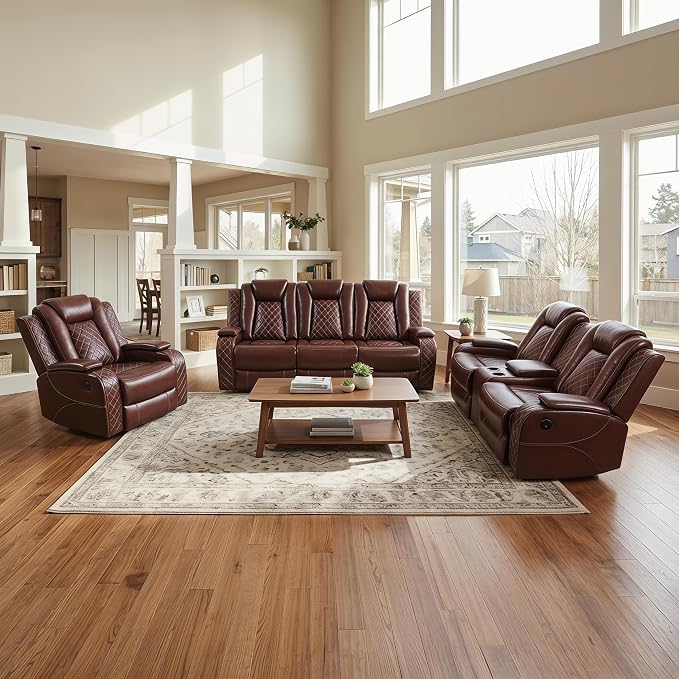 3-Piece Leather Power Recliner Sofa Set by ELDANISPOWERRECLINERSOFA