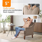 VINGLI Light Brown Mid-Century Accent Chairs Set of 2, Upholstered Armchair - Image 6