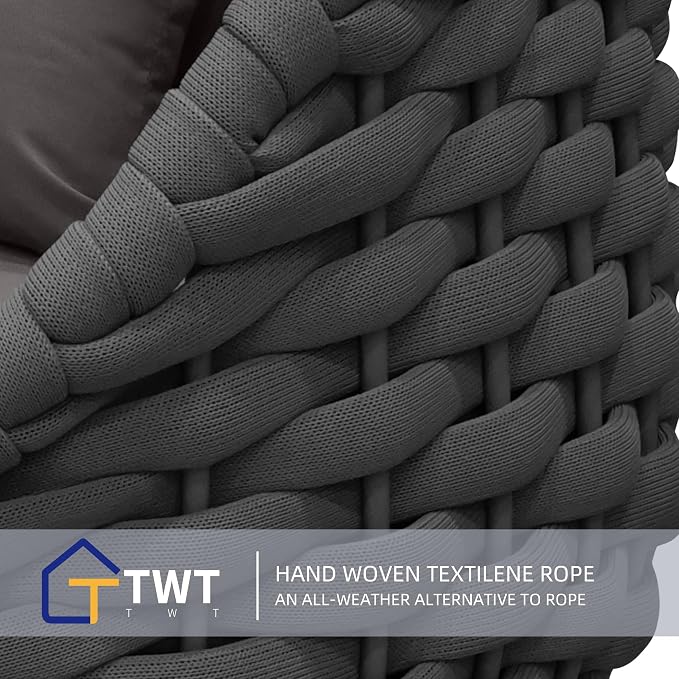 TWT 3 Pieces Aluminum Patio Furniture Set, Hand Woven Textilene Rope Outdoor - Image 7