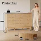 BORNOON 57" Wide Dresser for Bedroom, 12-Drawer Fluted Dresser - Image 2