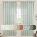 Light Sage Semi Sheer Linen Curtains 72 inch Length by LAMIT