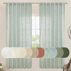 Light Sage Semi Sheer Linen Curtains 72 inch Length by LAMIT