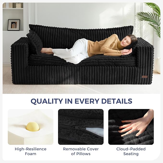MAXYOYO 76" Bean Bag Sofa Couch, Loveseat Boneless Couch in a Box, Upholstered - Image 7