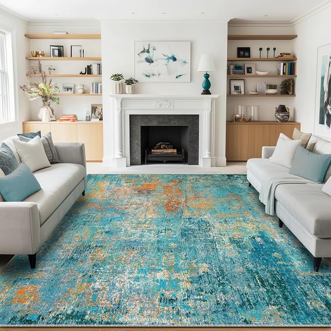 RELEANY Washable 8'x10' Abstract Area Rug by RELEANY