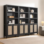SICOTAS Bookcase 71" Tall Bookshelf 5 Tier Rattan Boho Bookcase - Image 3