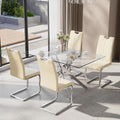 5-Piece Dining Table Set for 4, Modern Rectangular Glass Table by KATBOCFurniture