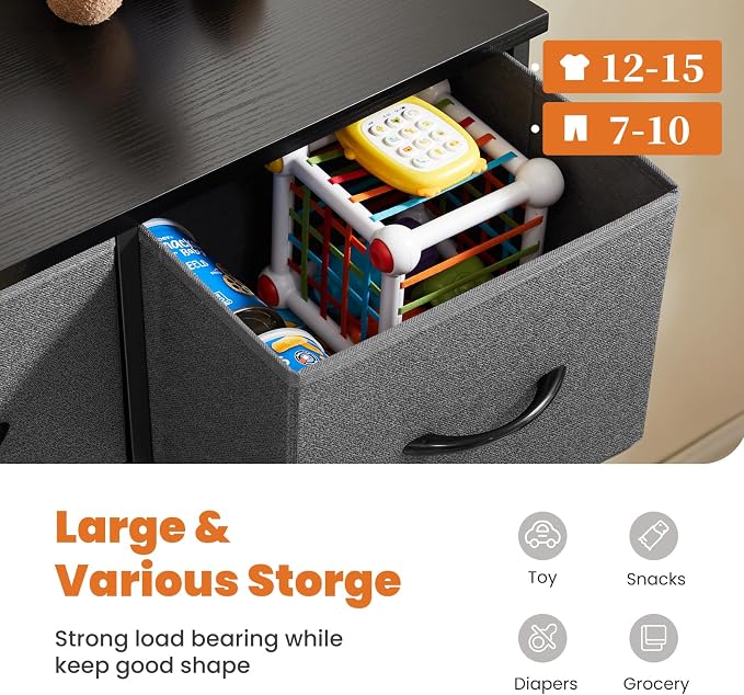 Sweetcrispy 9 Drawer Fabric Dresser Tall Chest Storage Organizer Tower - Image 6