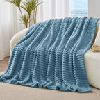 BEDELITE Ribbed Twin Blanket for Couch & Bed, Light Blue, Warm Yet Lightweight - Image 7